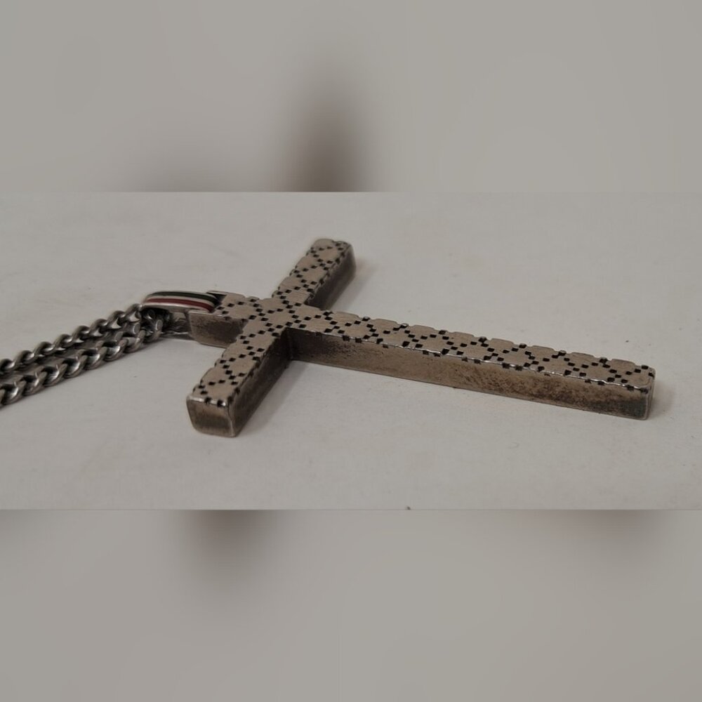 Gucci Diamantissima Cross Necklace 925 Silver Jewelry Unisex Italy - Picture 11 of 16